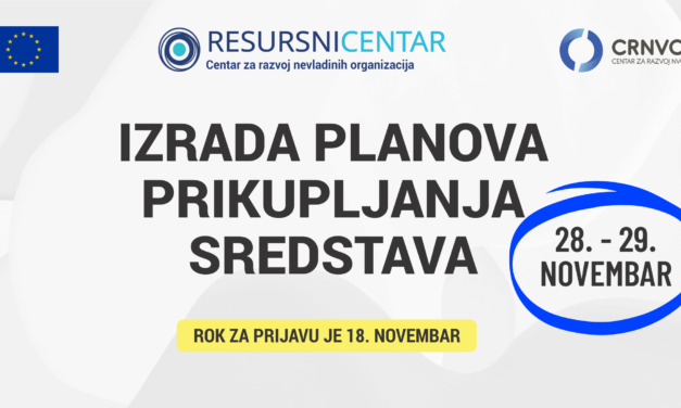 Poziv za obuku na temu “Izrada planova prikupljanja sredstava“